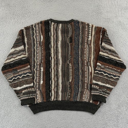 VTG Florence Tricot Sweater Mens XL Earth Tones 90s Coogi Style 3D Textured Knit - Picture 9 of 10