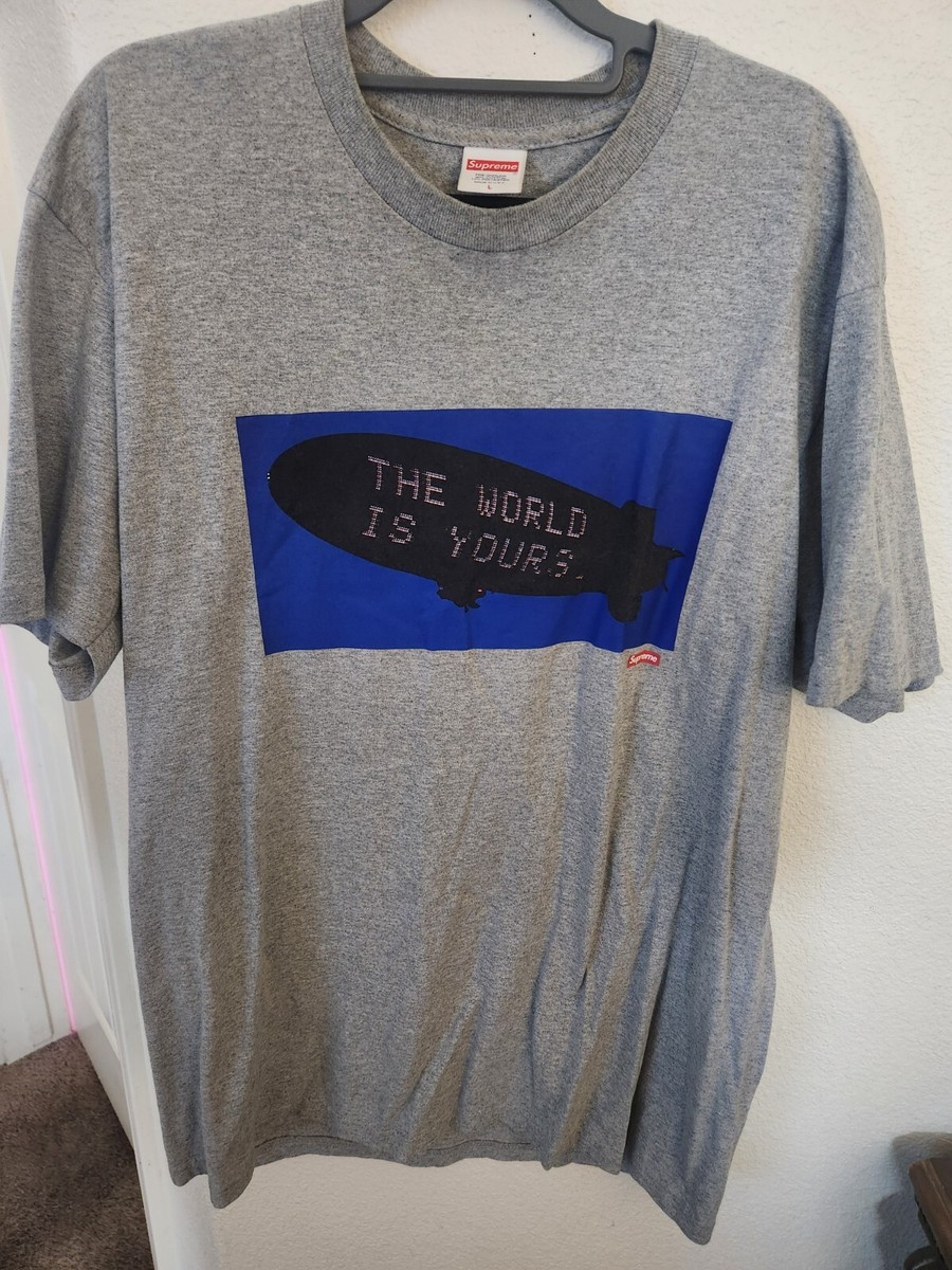 Supreme Scarface World Is Yours Blimp Tee Heather Grey Size L FW17