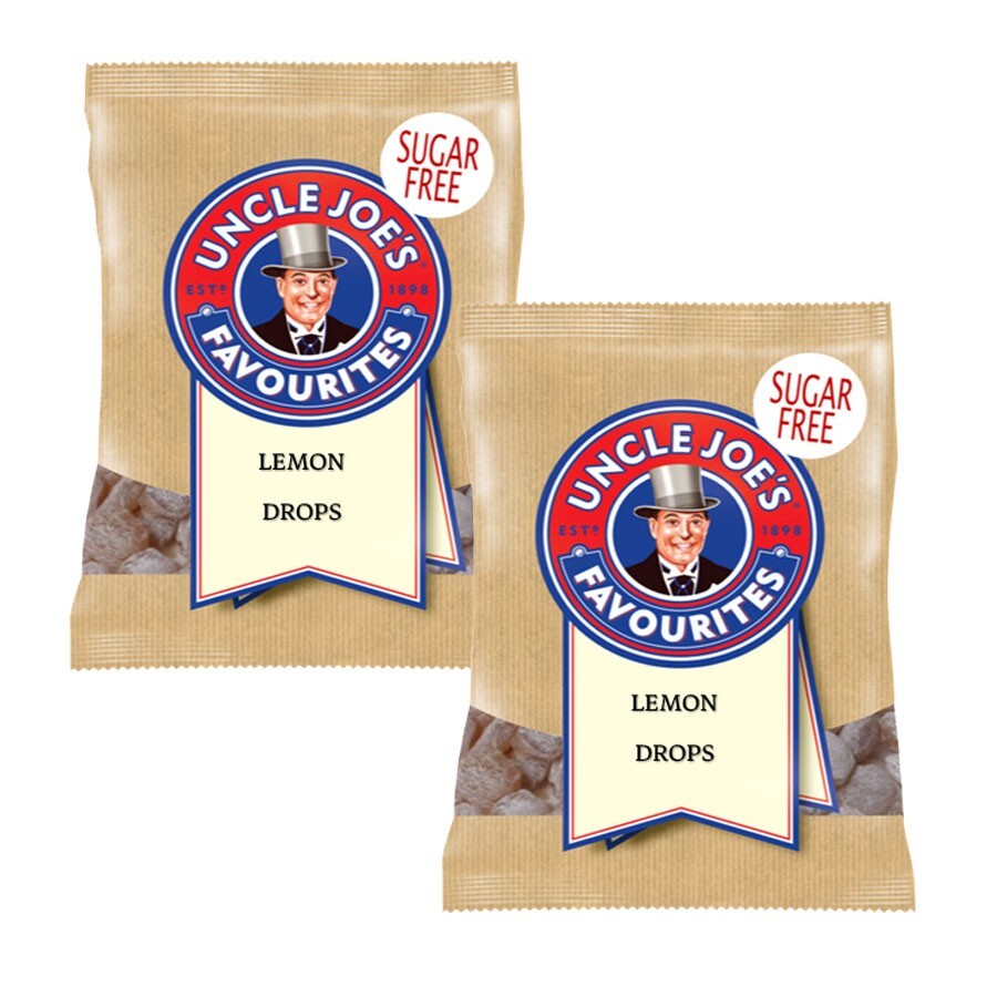 Uncle Joes Favourites Sugar Free Lemon Drops 2 x 60g - Hard Boiled Sweets