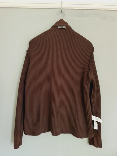 ZARA Shearling Sheepskin Cardi Jacket Mens Womens Biker Distresse Brown M/L - Picture 10 of 20