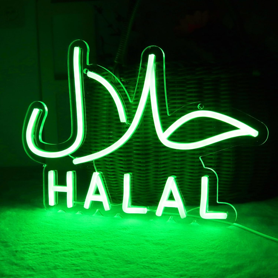 Halal Neon Signs, Halal Logo Usb Power for Halal Food Arabic