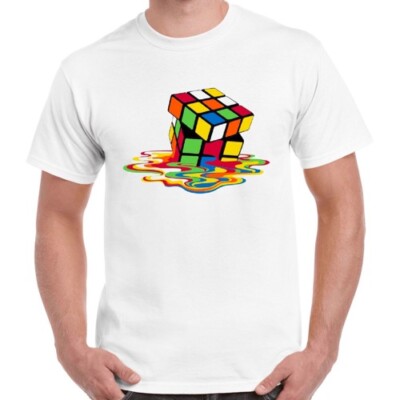 T-Shirt Melting Rubik`s Cube Spiel Spaß cool Männer Frauen Unisex Retro Geschenk 2560