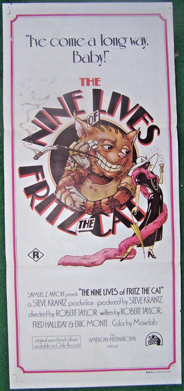 "The Nine Lives of Fritz the Cat" 1974 original Aussie daybill movie poster