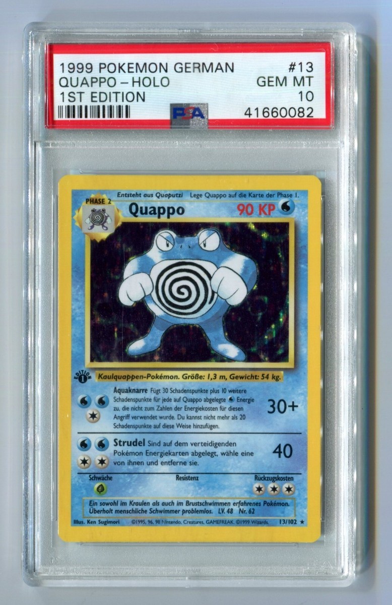 PSA 10 Gem Mint Quappo Holo Basis Set 1.Edition Deutsch German 13