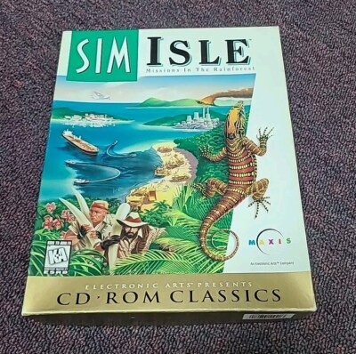 Sim Isle Missions In The Rainforest CD-ROM 1997 Maxis Windows 95 DOS Big Box PC