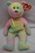 TY Beanie Baby GROOVY THE TIE-DYED TEDDY BEAR 8" Bean Bag Stuffed Animal 1999