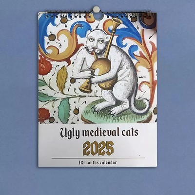 Medieval Cat Calendar 2025 12-Month Calendar Ugly Medieval Cats 2025 Calendar