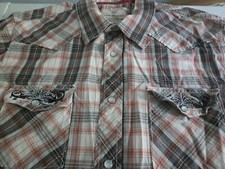 Vintage Route 66 Mens Western Shirt Pearl Snap Embroidered Pockets Back Yoke