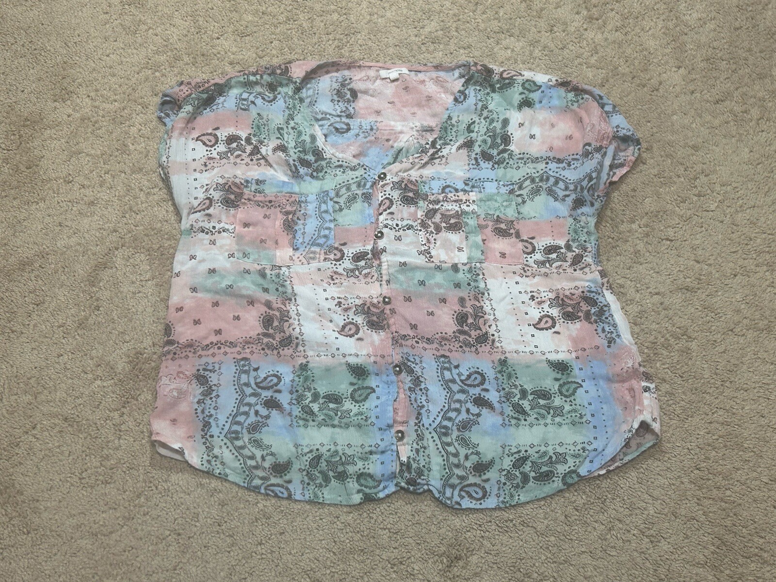 Maurices Womens Shirt Size Medium Multicolor Paisley Print Casual Comfort