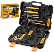 9pc Oil Filter Wrench Set, Adjustable Sizes, Stainless Band, Pliers Included