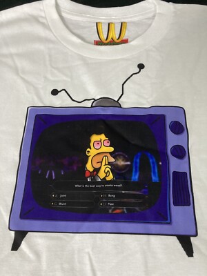 White “Smoking” Trivia Question, The Simpson's Lenny Men's White Tee NWT  Size L
