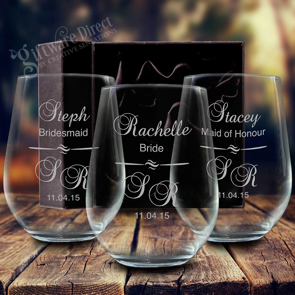 Send a pair of Engraved Stemless Champagne Flutes Online!