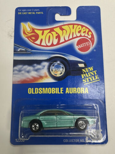 1991 Hot Wheels Blue Card #265 Oldsmobile Aurora (Teal Green) w BW Wheels (T31)