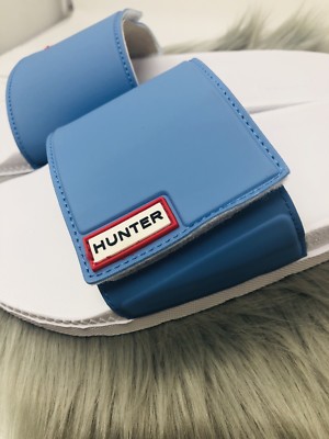 Women's Hunter Original Adjustable Slide Sandals Light Blue 7,