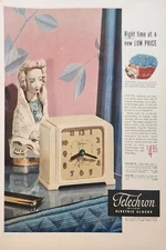 1947 Telechron electric clocks Vintage Ad right time at new low price