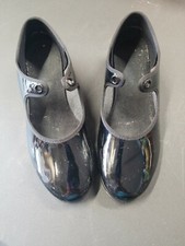 Young Girls Capezio Jr. Tyette Tap Dance Shoes Size 2.5 N Black 