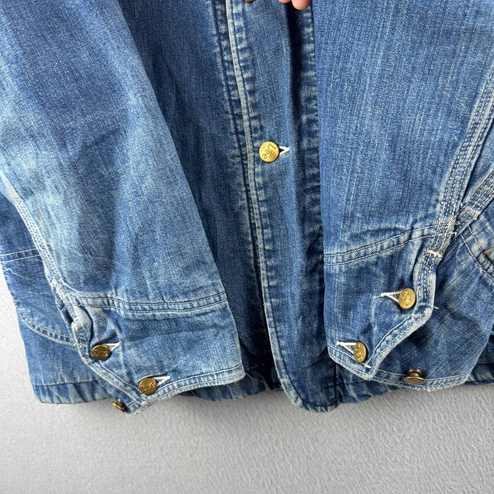 Vintage Lee Jelt Denim Chore Coat Mens 42 Reg  70s Blanket Lined Jacket image 7