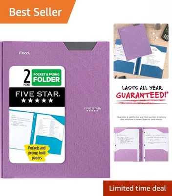 Amethyst Purple 2-Pocket Folder with Stay-Put Tabs & Prong Fasteners - Durabl...