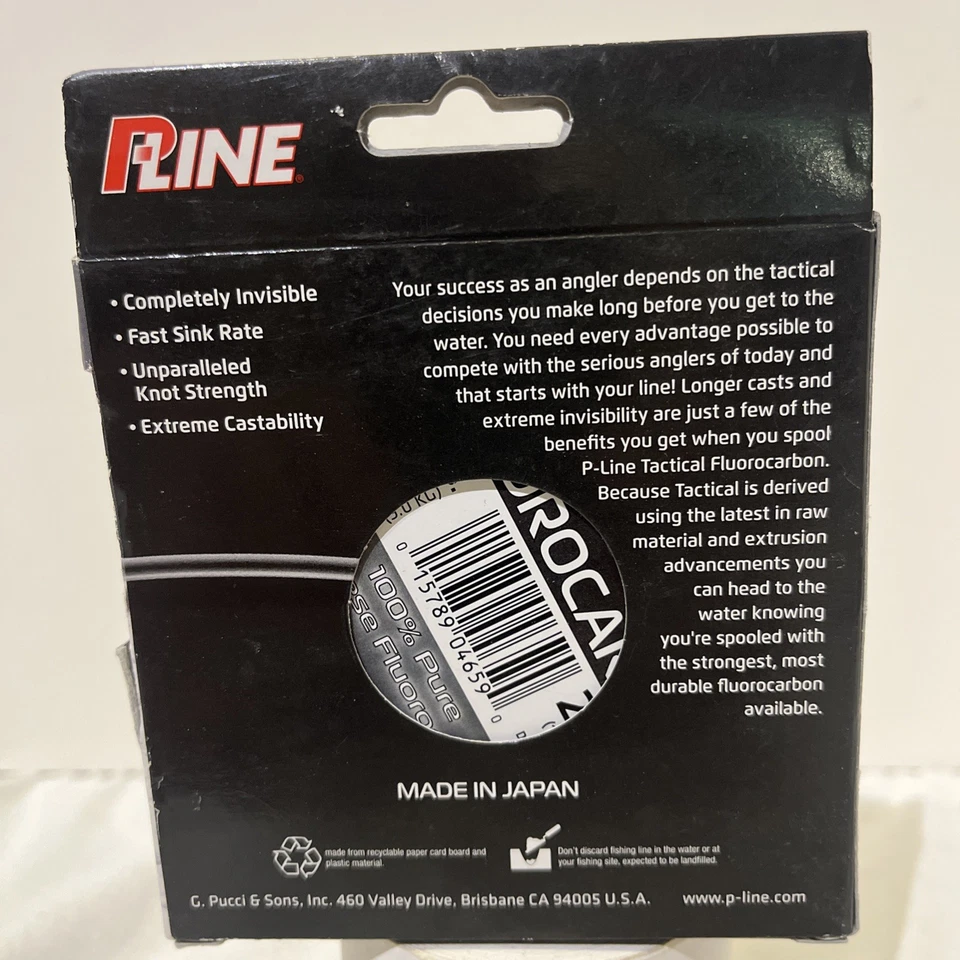 Línea de pesca P-Line Tactical 100 % fluorocarbono 20 lb, 200 yardas Japón fluorocarbono Foto 3 de 3