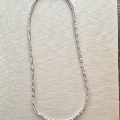 Sterling Silver 925 Diamond Tennis Necklace 11.00 ctw 3mm 18in Box