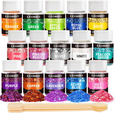 LEOBRO Holographic Chunky Glitter, 15 Colors Craft Glitter for Resin, Nail Body,