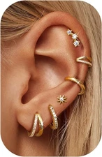 Dochais 14K Gold Plated Small Hoop Earrings for Women, Hypoallergenic Silver...