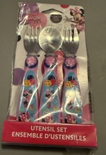 Disney Minnie Mouse 3 Piece Stainless Steel Utensil Set-Easy to gasp handles