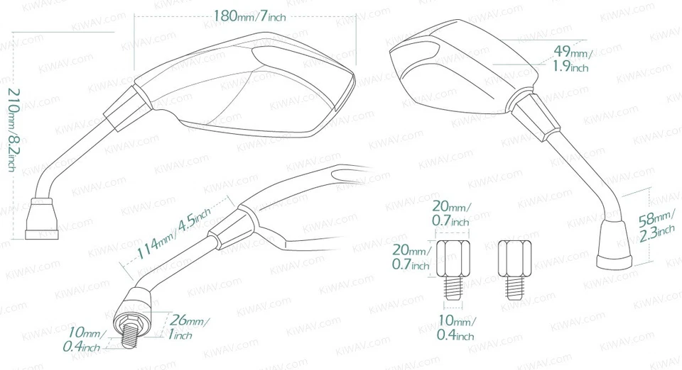 Magazi Espejo Moto Puño LED Cromo Se Adapta BMW M10 x 1.5 Adaptadores ε Foto 2 de 4