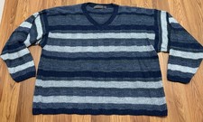 David Taylor Sweater Mens 2XL V Neck Striped Textured Knit Vintage Made In USA