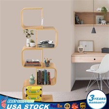 5-Tier Bookshelf Geometric S-Shaped Bookcase Room Divider Storage Display Shelf
