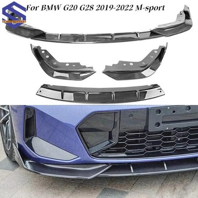 Fit 2019-2022 BMW 3 Series G20 G28 M-Sport Carbon Fiber Style Front Bumper Lip