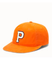 NWT POLO Ralph Lauren VARSITY P HAT Leather Strapback TWILL Cap ORANGE Adult OS