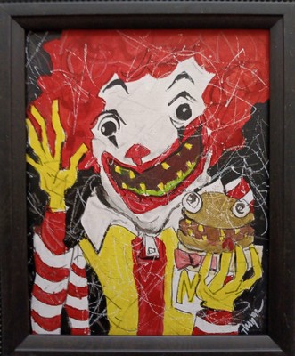 Original Ronald McDonald Weirdo Painting Thayer Folk Art Clown OOAK  Graffiti