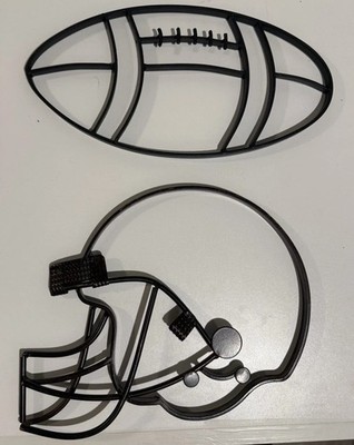 Lot Of 2 Football Metal 3D Wall Sign Modern Sports Decor