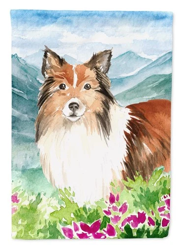 Caroline's Treasures CK2522CHF Mountain Flowers Sheltie House Flag Large Porch - product listing photo