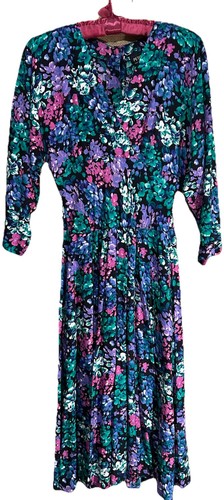 Abito Vintage All That Petite Jazz 10 Floreale Cottagecore Rayon Y2K Anni 90 Frock 10P - Foto 3 di 8