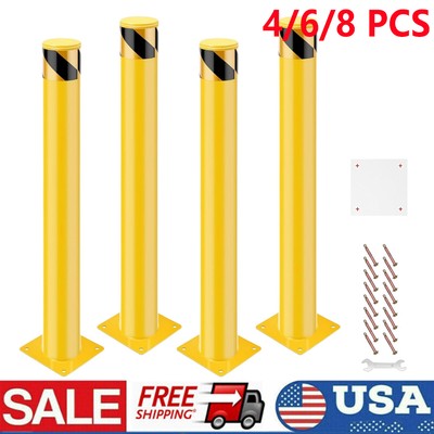 Safety Bollard Post, 36 x 4.5'' Steel Traffic Parking Barrier Bollards, 4/6/8PCS