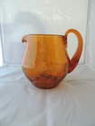 Blenko - Vintage Amber Crackle Glass 5 1/2" Pitcher