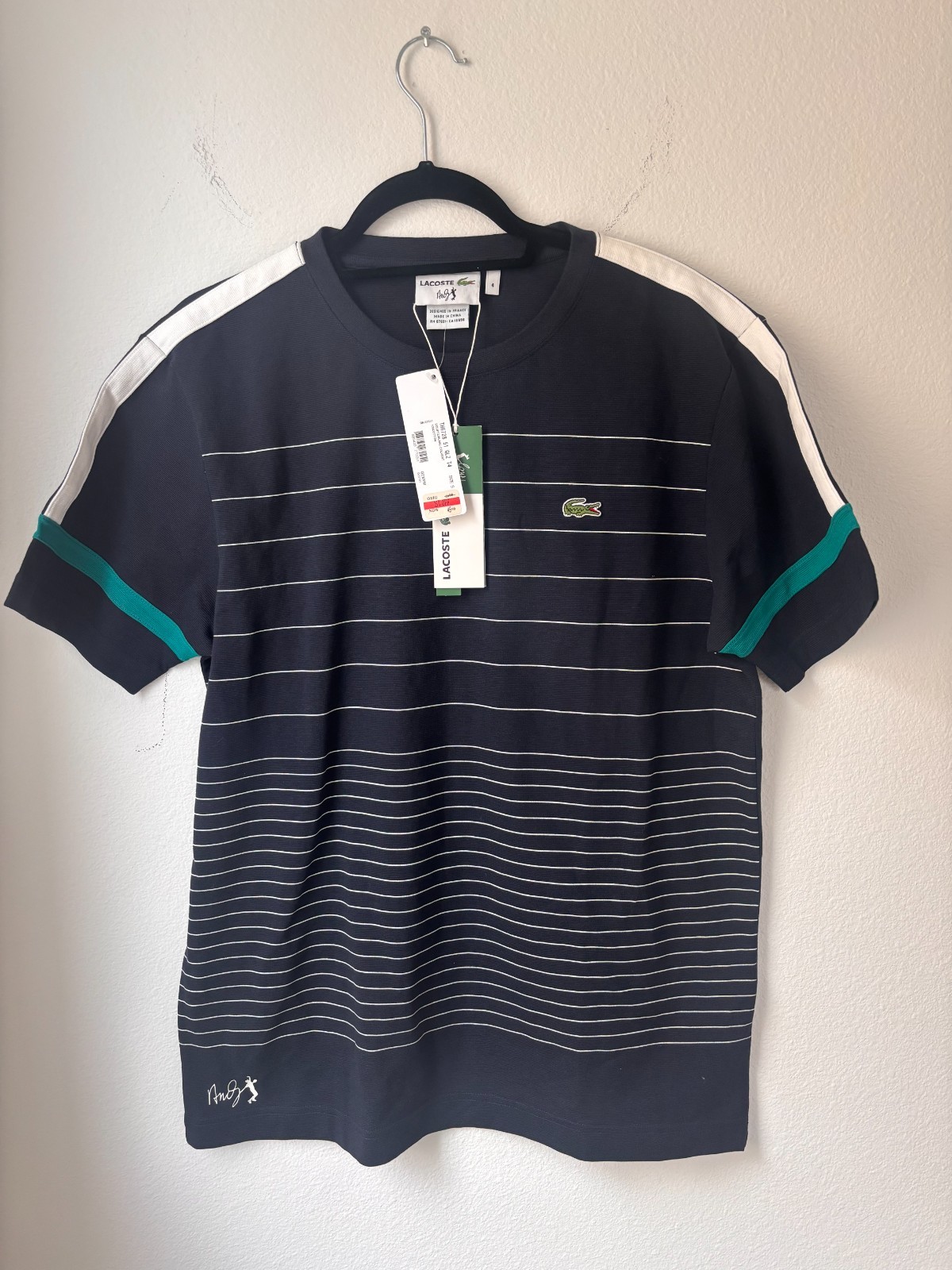 Lacoste Andy Roddick 2012 Rare Striped Jersey Tennis Shirt Size 4 Mens