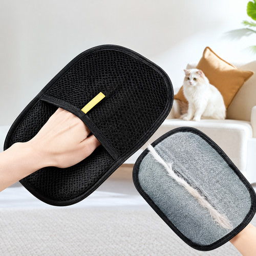 1x Electrostatic Pet Hair Removal Gloves Brush , Double-sided Pet Grooming Glove