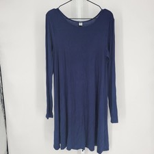 Old Navy Womens Sz L Long Sleeve Knee Length Dress Solid Dark Blue