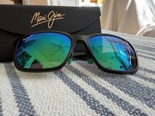Maui Jim Lehiwa Asian Fit Sunglasses Matte Black MAUIGreen Polarized