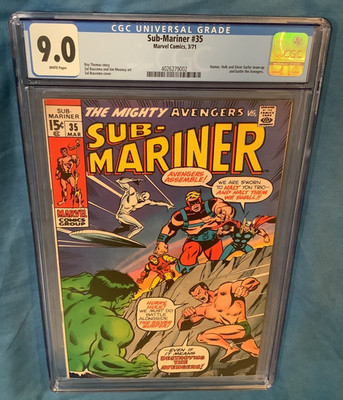 Sub-Mariner #35 CGC 9.0 White Pages *Buscema Key Issue Defenders Battle Avengers