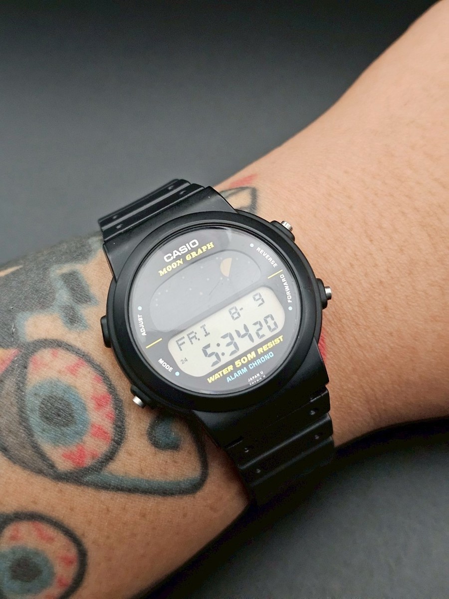 時計 CASIO MOON GRAPH Casio Moon Graph Black Men's Watch - GMW-15