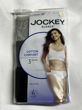 Jockey Elance 100 Cotton Women's 7/L Solid Black/Grays Bikini Panty 3-Pack