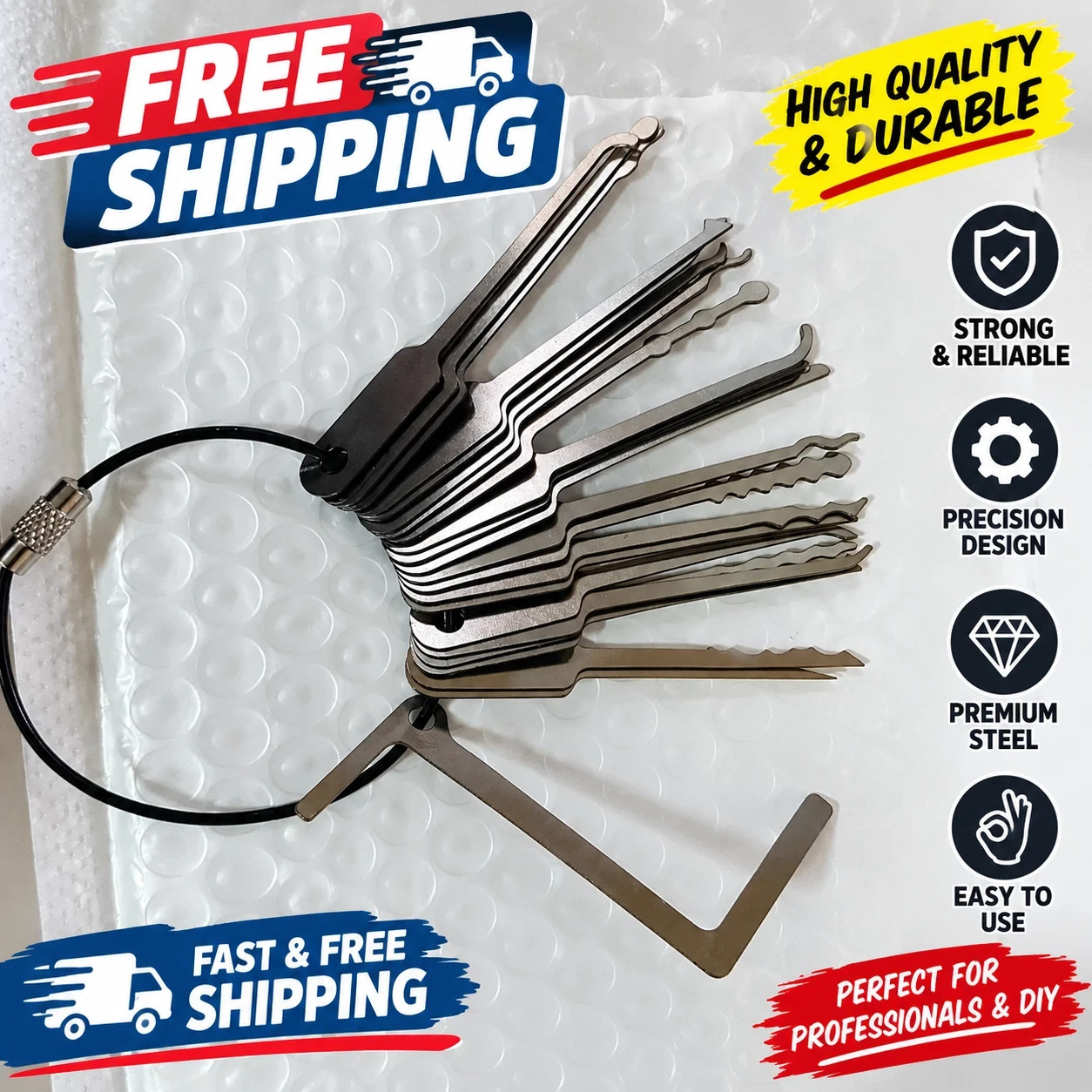Door Opening Tool 22IN1 Universal Wrench Set Emergency Key & for Forgotten Kit