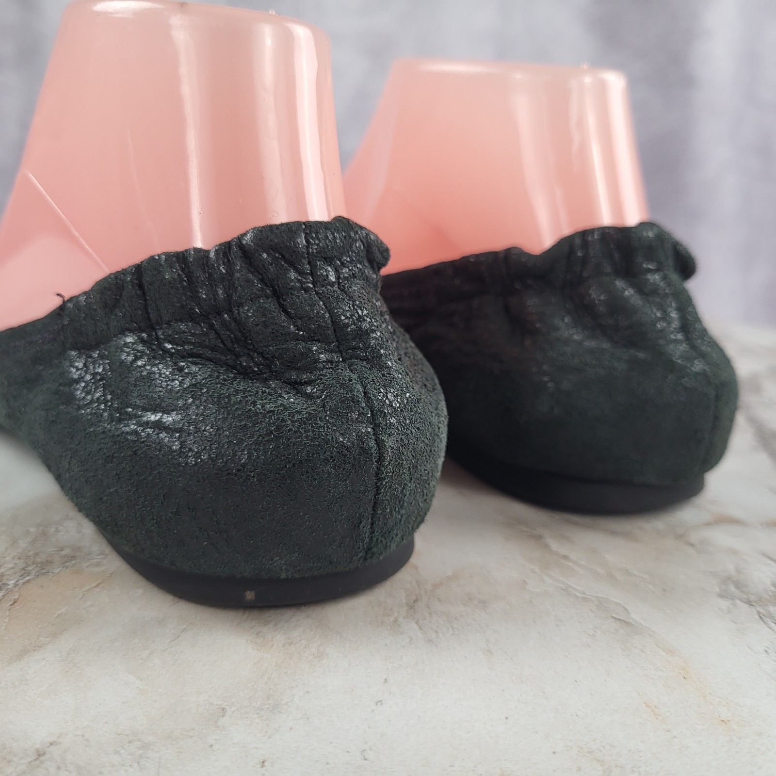 Tory Burch Reva Distressed Leather Ballet Flats Women's Size 8 M Black thumbnail 9