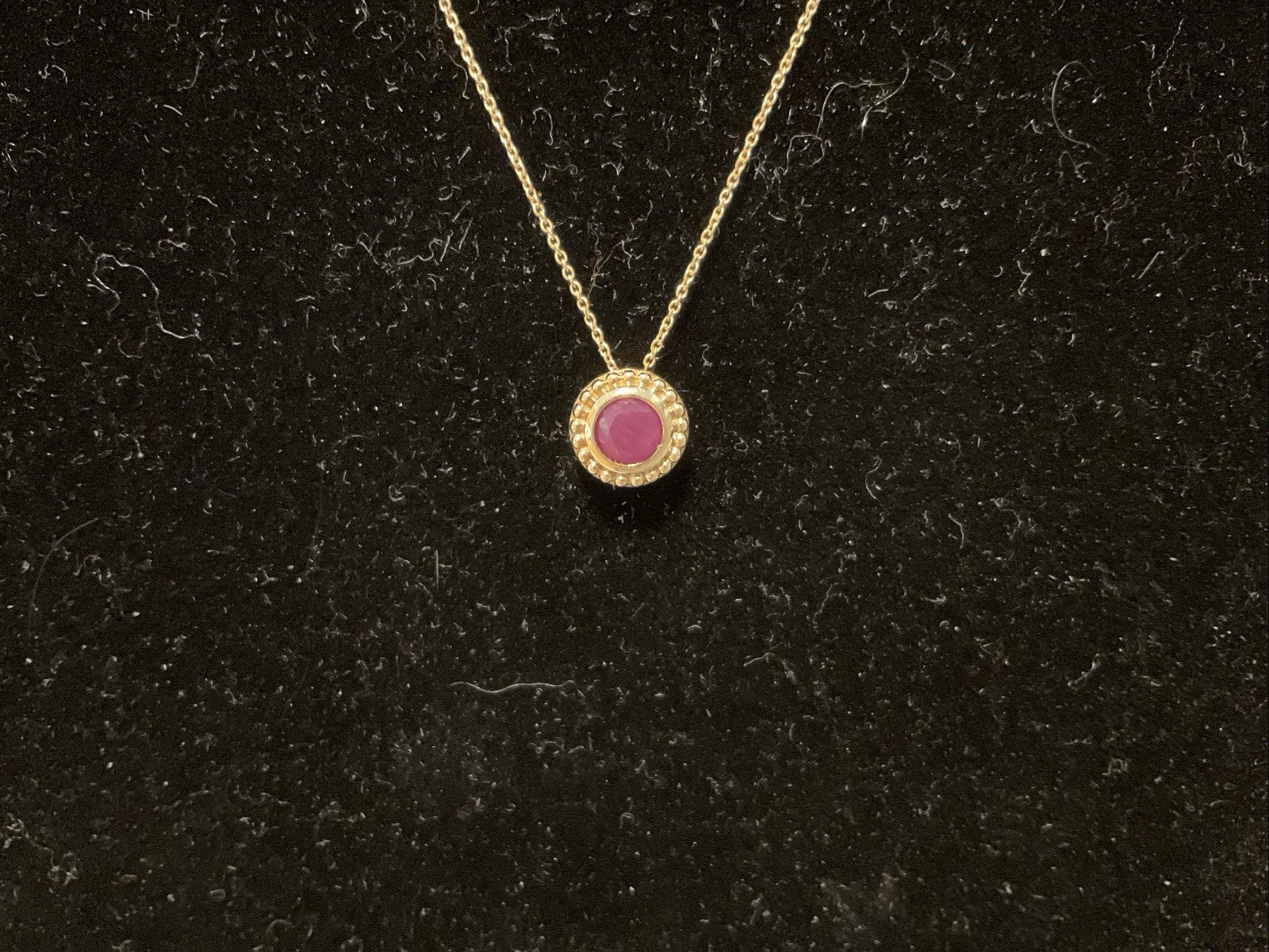 10K Bezel Set Solitaire Ruby Necklace - image 2
