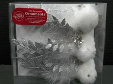 Winter Wonder Lane White Silver Birds 3 Piece Ornament Set