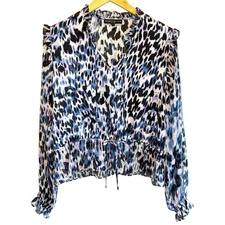Generation Love Silk Animal Print Blouse Top - size Small